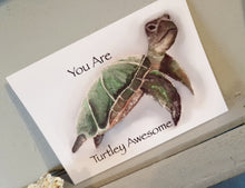 Load image into Gallery viewer, Set of 7 Turtle Quote Original Artwork Greetings Cards Handmade In Cornwall