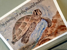 Load image into Gallery viewer, Turtle Quote Original Artwork Greetings Card Handmade In Cornwall