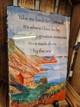 Load image into Gallery viewer, Original Cornish Artwork And Poetry On Slate Cliff Cottage Lamorna Cove Cornwall