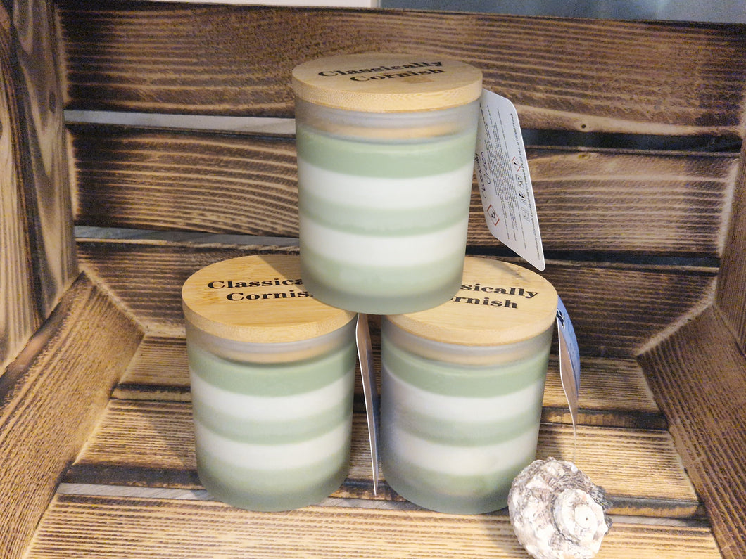 Classically Cornish Green Candle With Bluebell