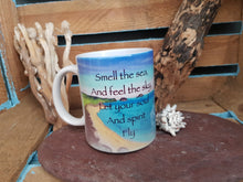 Load image into Gallery viewer, Cornish Mug With Original Artwork Smell The Sea Quote
