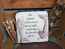 Load image into Gallery viewer, Natural Slate Original Cornish Artwork Mermaid Quote
